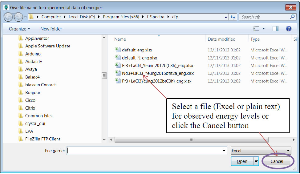 get file of experimental data for energies